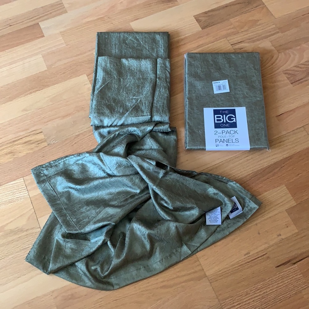 📍FIRM📍4 PCs (2x2 packs) Crushed Poly Window Curtains Pole-top - Picture 1 of 16